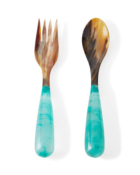 Samba Wood Salad Tossers with Pink Resin Handle - Shiraleah