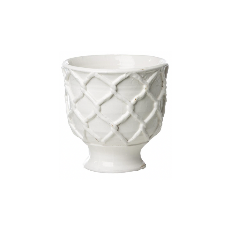 white ceramic plant pots wholesale Large White Criss Cross Planter – Baker Tatum