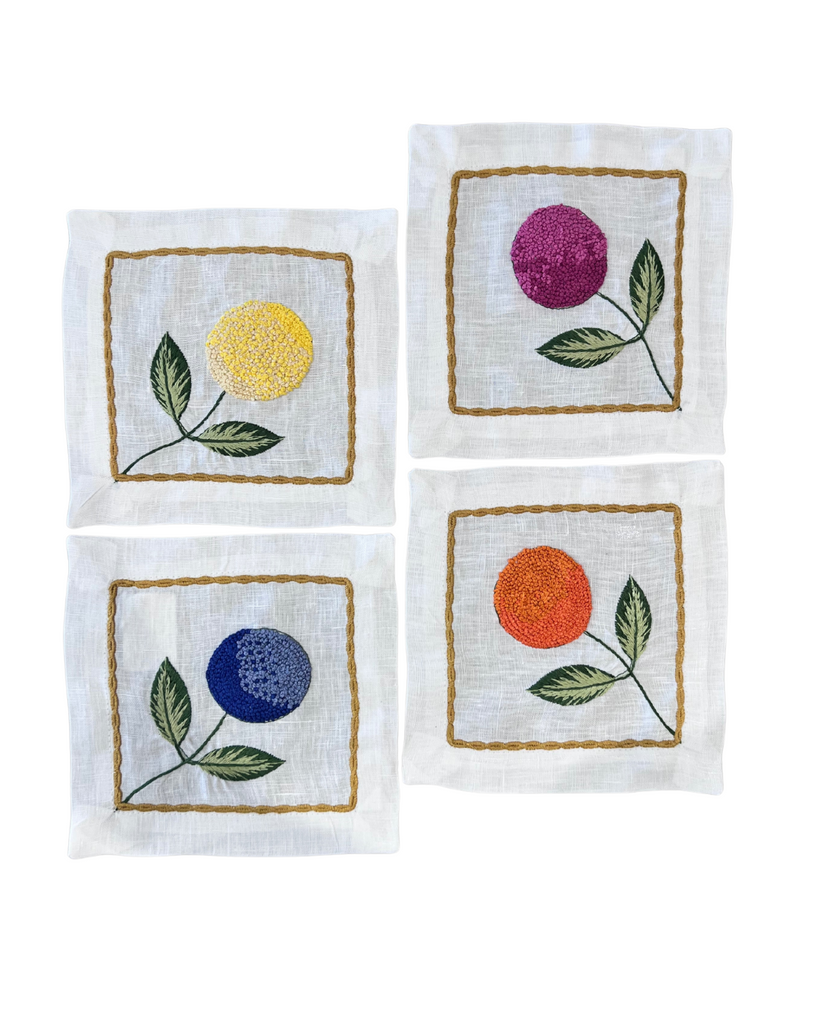 Baker Tatum Fruit Blossom Embroidered Cocktail Napkin